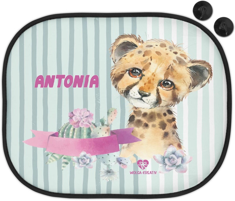 Protection solaire pour voiture pare-soleil enfants bébé fille garçon singe girafe lion éléphant Afrique animaux personnalisé avec nom imprimé Leopard