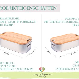 wolga-kreativ Personalisierte Brotdose aus Metall und Holz für Kinder mit Fächern und Unterteilung für Mädchen und Jungen Zug image 10