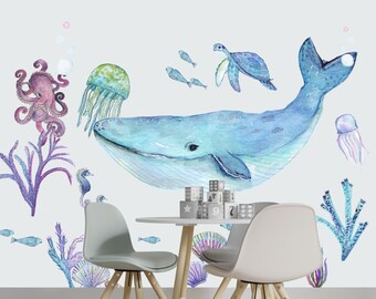 Wall decal furniture stickers children's room maritime motifs whale ship captain rabbit dolphin lighthouse wall sticker wall sticker baby room decoration