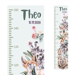 Measuring stick personalized forest animals child tape measure wall children's room fox rabbit self-adhesive with name date sticker sticker Waldtiere