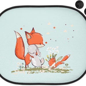 Sun protection for car sun visor double pack children baby girl boy rabbit fox mouse deer elephant double pack Fuchs und Hase