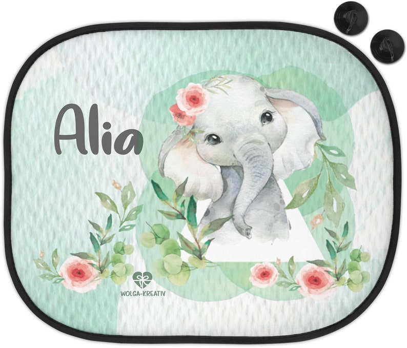 Protection solaire pour voiture pare-soleil enfants bébé fille garçon singe girafe lion éléphant Afrique animaux personnalisé avec nom imprimé Elefant Blume