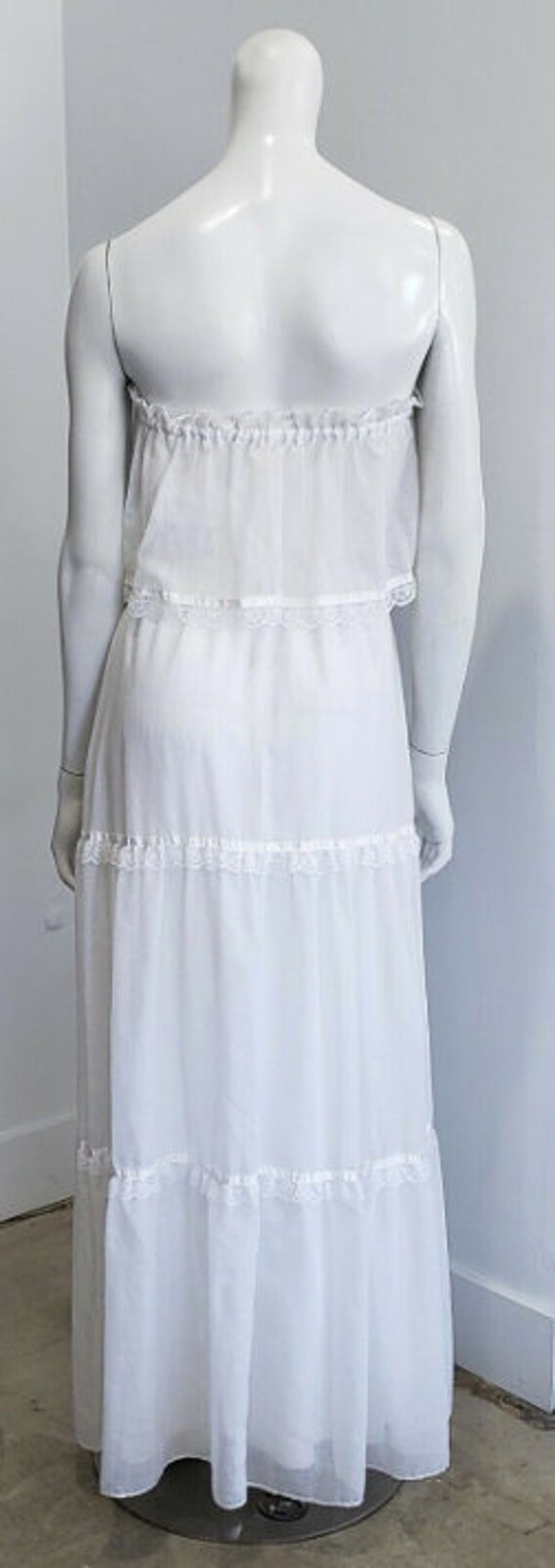 Vintage White Cotton Lace Tiered Boho Wedding Max… - image 3