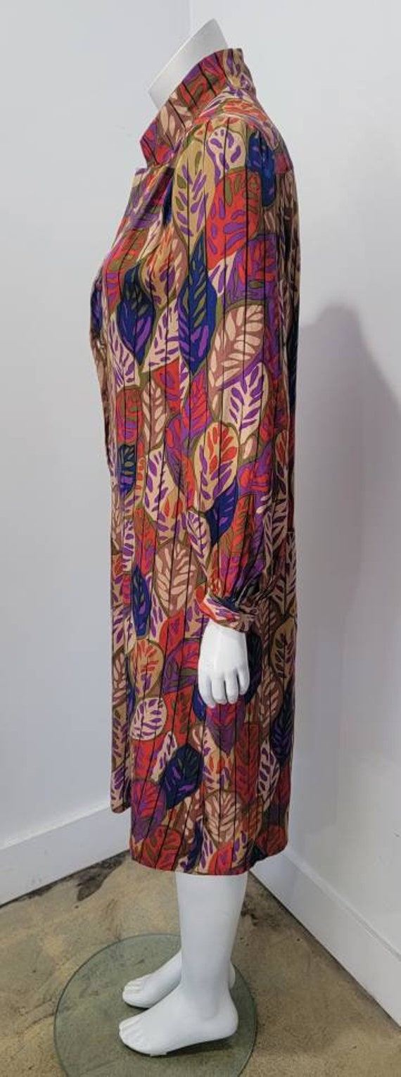 Vintage 70s Abstract Jacquard Leaf Stripe Print H… - image 5