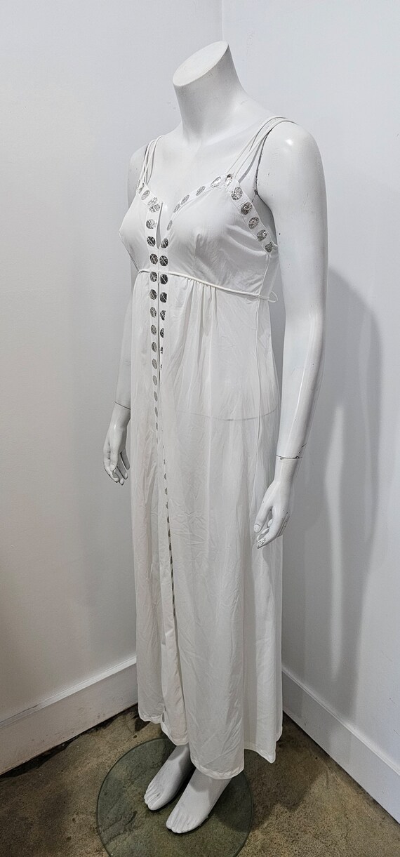 Vintage 70's Ivory Silver Lurex Dot Hollywood Gla… - image 3