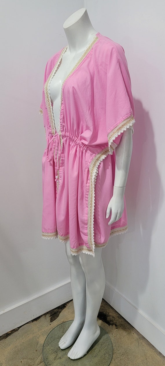Vintage 90s Bubblegum Pink Drawstring Lurex Croch… - image 2