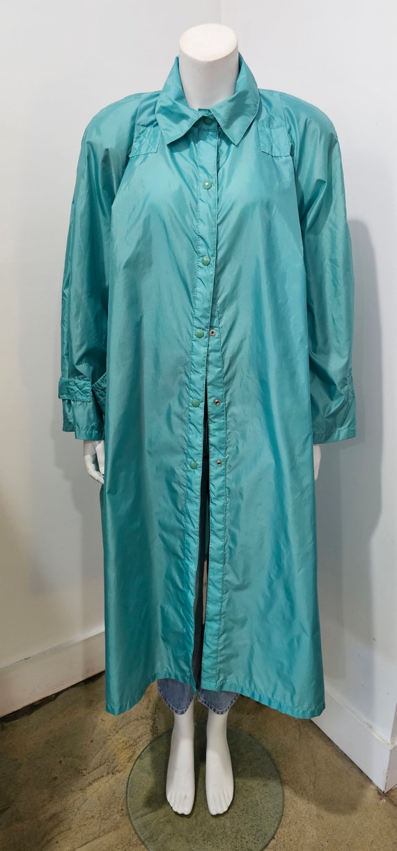 Vintage 60s Aqua Color Nylon Windbreaker Duster Swing Coat by Aqua Sheen Etsy