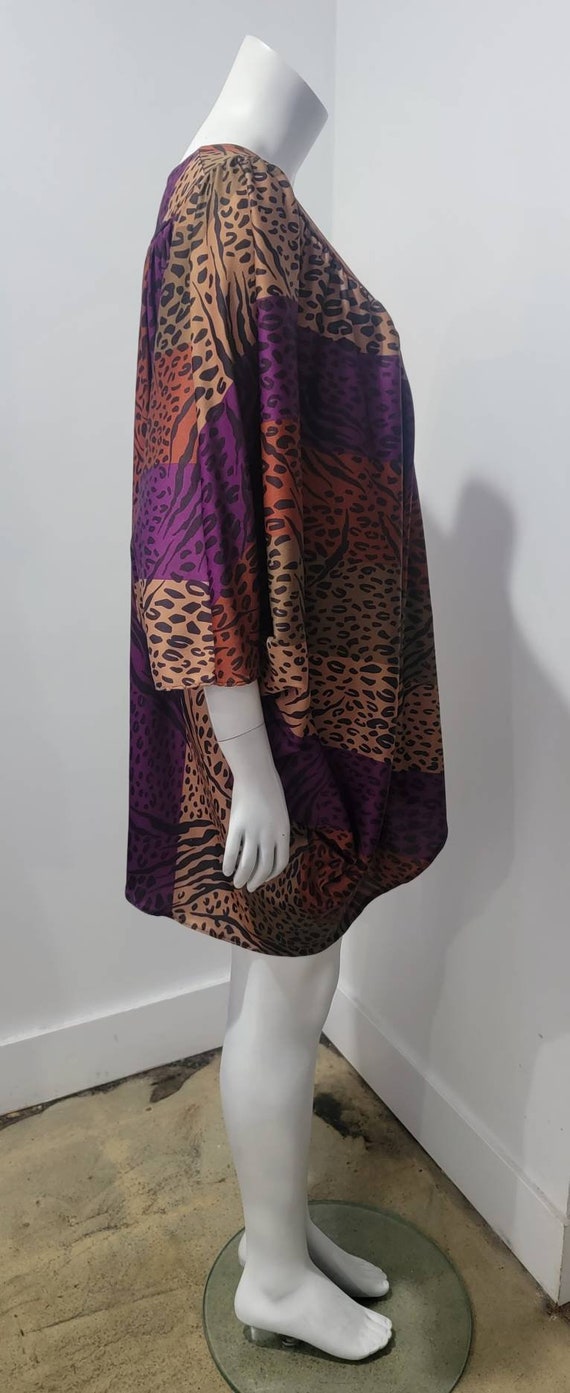 Vintage 70s Cheetah Stripe Animal Print Caftan Mi… - image 8