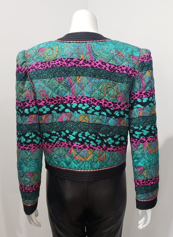 Vintage 80’s Quilted Paisley Animal Print Crop Ja… - image 6