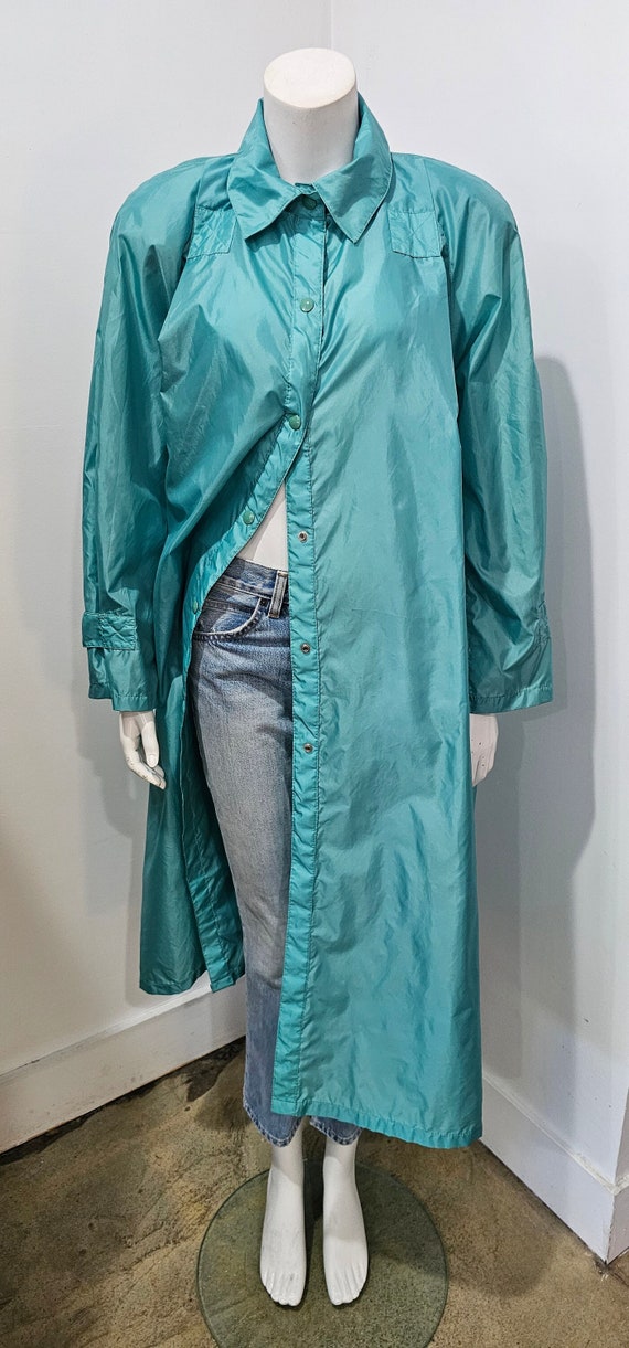 Vintage 60s Aqua Color Nylon Windbreaker Duster Sw