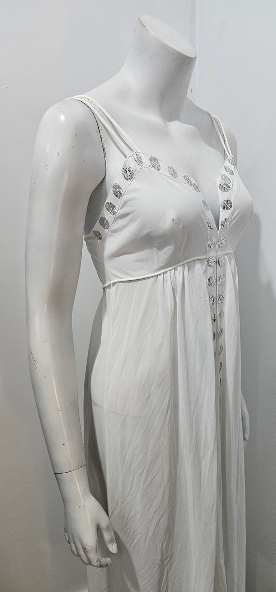 Vintage 70's Ivory Silver Lurex Dot Hollywood Gla… - image 2