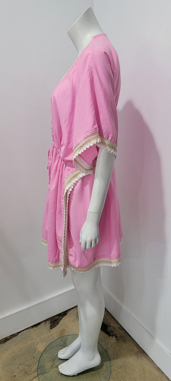 Vintage 90s Bubblegum Pink Drawstring Lurex Croch… - image 3