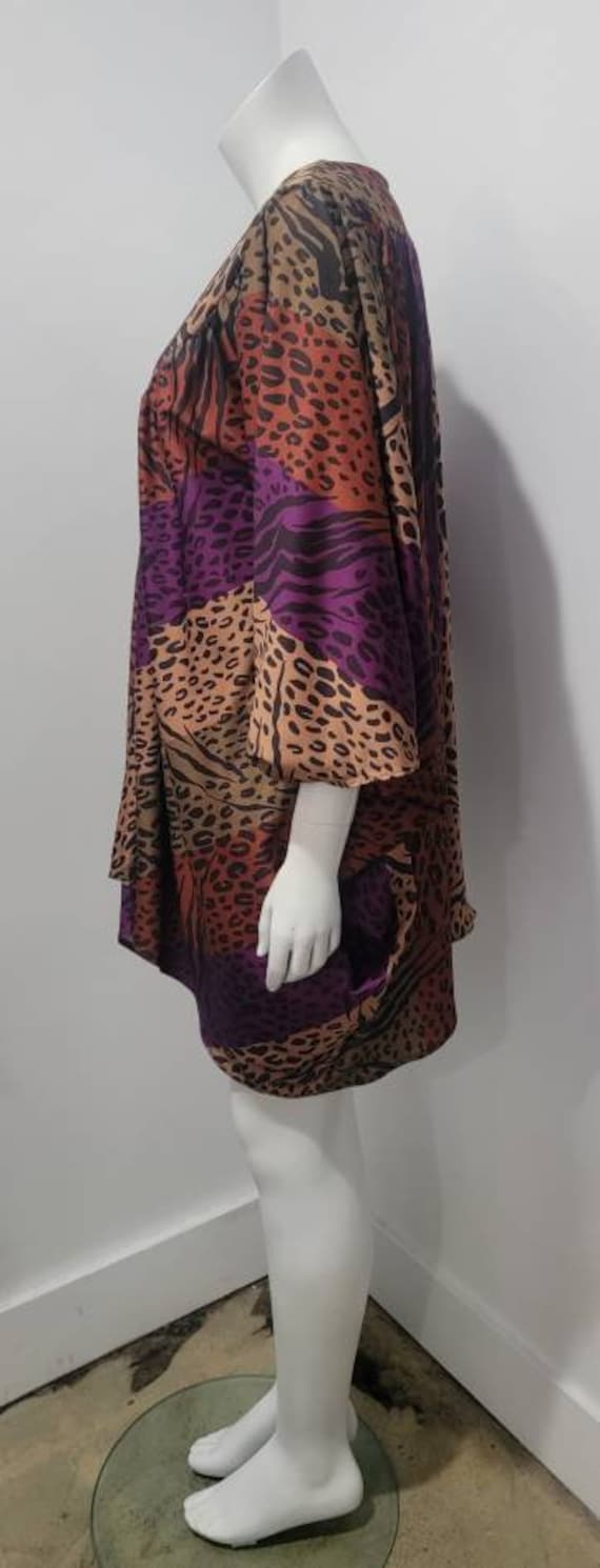 Vintage 70s Cheetah Stripe Animal Print Caftan Mi… - image 4