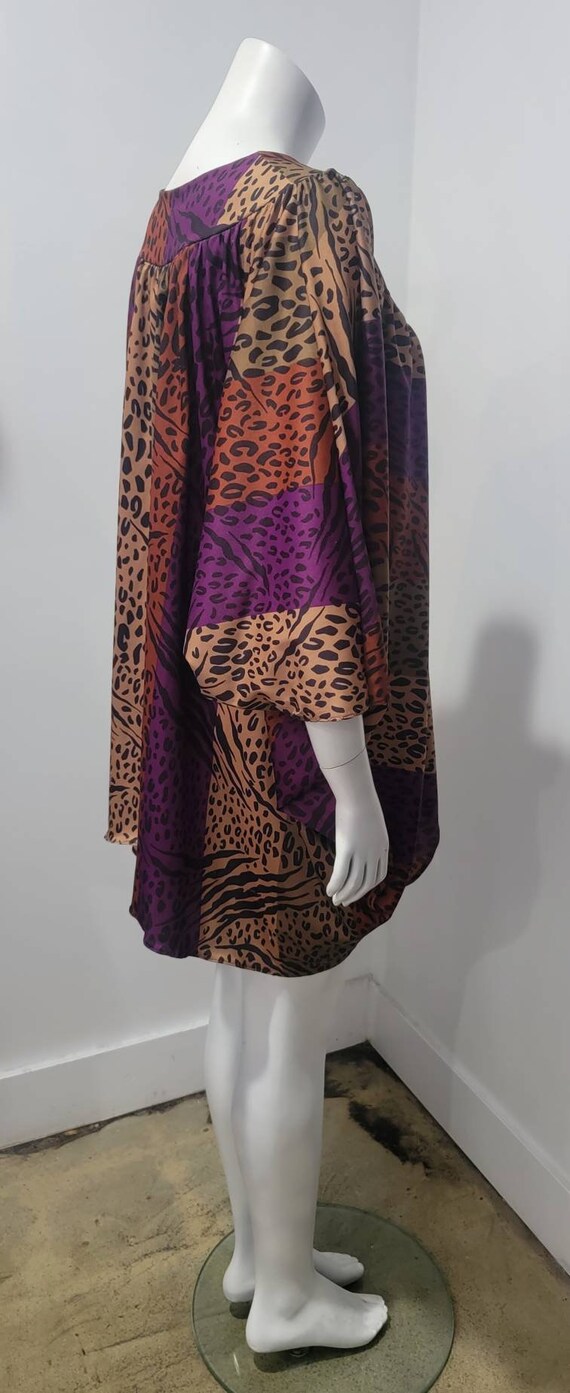 Vintage 70s Cheetah Stripe Animal Print Caftan Mi… - image 7