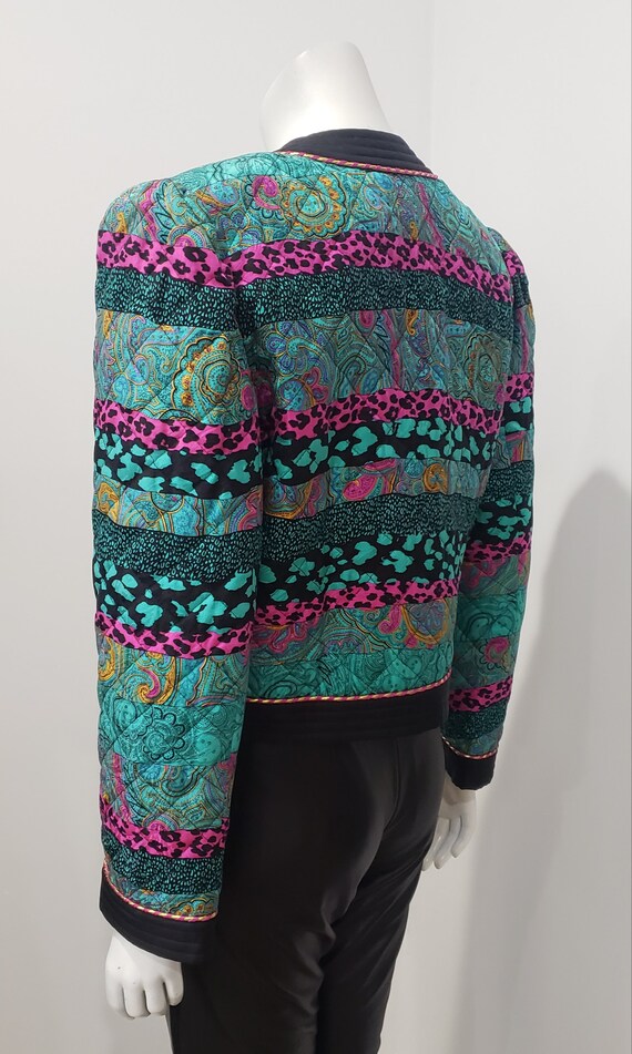 Vintage 80’s Quilted Paisley Animal Print Crop Ja… - image 5