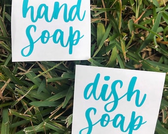 Hand Soap and Dish Soap Label | Soap Decals | Set of 2 Soap Labels | Kitchen Decals | Kitchen Labels | Home Labels |  Kitchen Organization