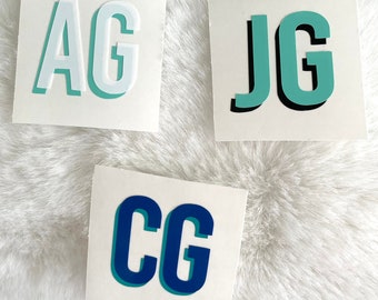 Double Layer Monogram Airpod Decal | Two Color Monogram Decal | One Inch Decal for Airpods | Customizable Vinyl Decal | Shadow Monogram