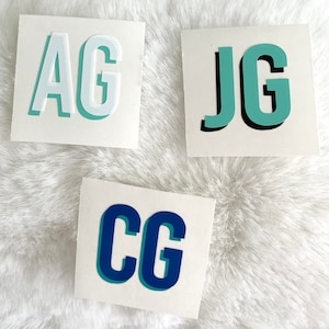 Double Layer Monogram Airpod Decal | Two Color Monogram Decal | One Inch Decal for Airpods | Customizable Vinyl Decal | Shadow Monogram