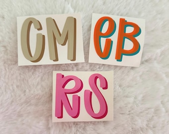 Double Layer Monogram Decal | Two Color Monogram Decal | Decal for Phone, Tumbler, Car, Luggage | Customizable Vinyl Decal