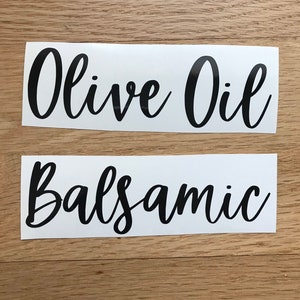 Olive Oil Label for Dispenser | Kitchen Organization Vinyl Decal Set | Pantry Labels for Home Organization | Balsamic and Olive Oil Decals