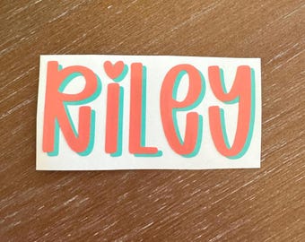 Double Layer Name Decal | Two Color Shadow Name Decal | Decal for Phone, Tumbler, Car, Luggage | Customizable Vinyl Decal