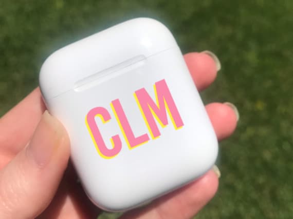 Double Layer Three Letter Monogram Airpod Decal | Two Color Monogram Decal | Customizable Vinyl Decal | Shadow Monogram for Airpods