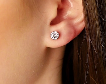 Aretes De Bola Plata Ley Pendientes De Bola Redonda De Plata De Ley 925 - Tamaños Grandes Y Pequeños - Para Mujer - Brillante Y Elegante Pendientes Perla Plata De Ley