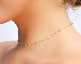 Erika - Gold Choker • Satelliten Kette Halskette • Zarte Layering Halskette • Zierliche Choker Halskette