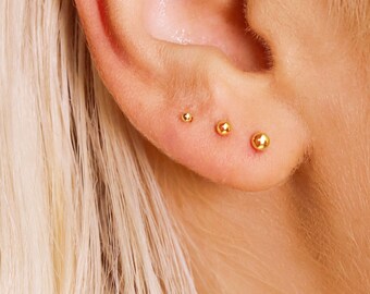 9K Real Gold Ball Stud Oorbellen, Mini Studs, 100% gerecycled goud, 9ct Gold Ball Studs, Tiny Studs, 3mm, 4mm, 5mm, 6mm, hypoallergeen