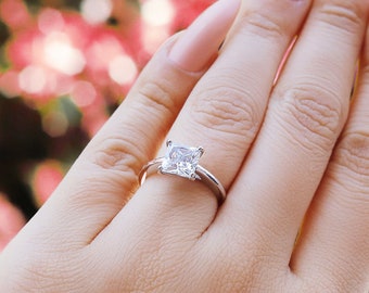 Ella - Bague de fiançailles nuptiale en argent sterling | Bague de promesse pour femme | Bague de mariée taille US UK | Haute qualité !