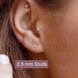 Pendiente labret de oro de 9 quilates: Pendiente pequeño para hélix, tragus o concha (22 g) imagen 1