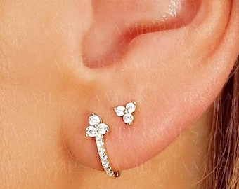 Minimalist Huggie Hoops & or Stud Combo • small hoop earrings • open hoop earrings • dainty hoops • silver hoops • huggie hoop earrings