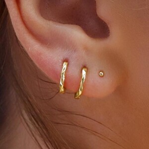 Minimalist Huggie Hoops • small hoop earrings • open hoop earrings • dainty twisted gold hoops • silver hoops • huggie hoop earrings •