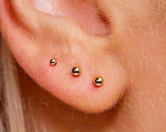 Small Stud Earrings, Tiny Gold Stud, 18K Gold plated stud, 1.5mm, 2mm 3mm, Ball Stud Earring, Small Gold Stud, Dainty Earrings, Gift For Her