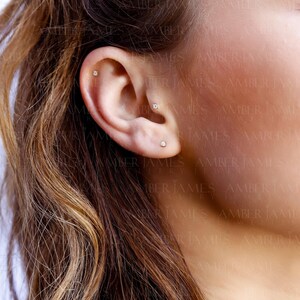 9K Real Gold Tiny Stud Earrings, Mini Studs, 9ct Gold Studs, Tiny Studs, 2mm, 3mm, Hypoallergenic image 6