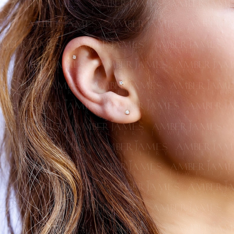 9K Real Gold Tiny Stud Earrings, Mini Studs, 9ct Gold Studs, Tiny Studs, 2mm, 3mm, Hypoallergenic image 6