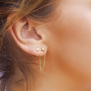 Orecchini A Cerchio Con Perle In Argento 925 - Reffeer - Huggie 12 Mm, Ipoallergenici, In Scatola Regalo