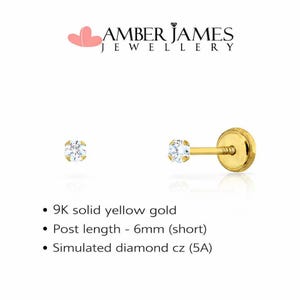 Pendiente labret de oro de 9 quilates: Pendiente pequeño para hélix, tragus o concha (22 g) imagen 3