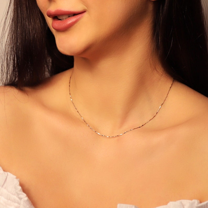 Lori Super Dainty Chain Choker Diamond cut Style Chain Lace Chain Simple Choker Necklace image 1