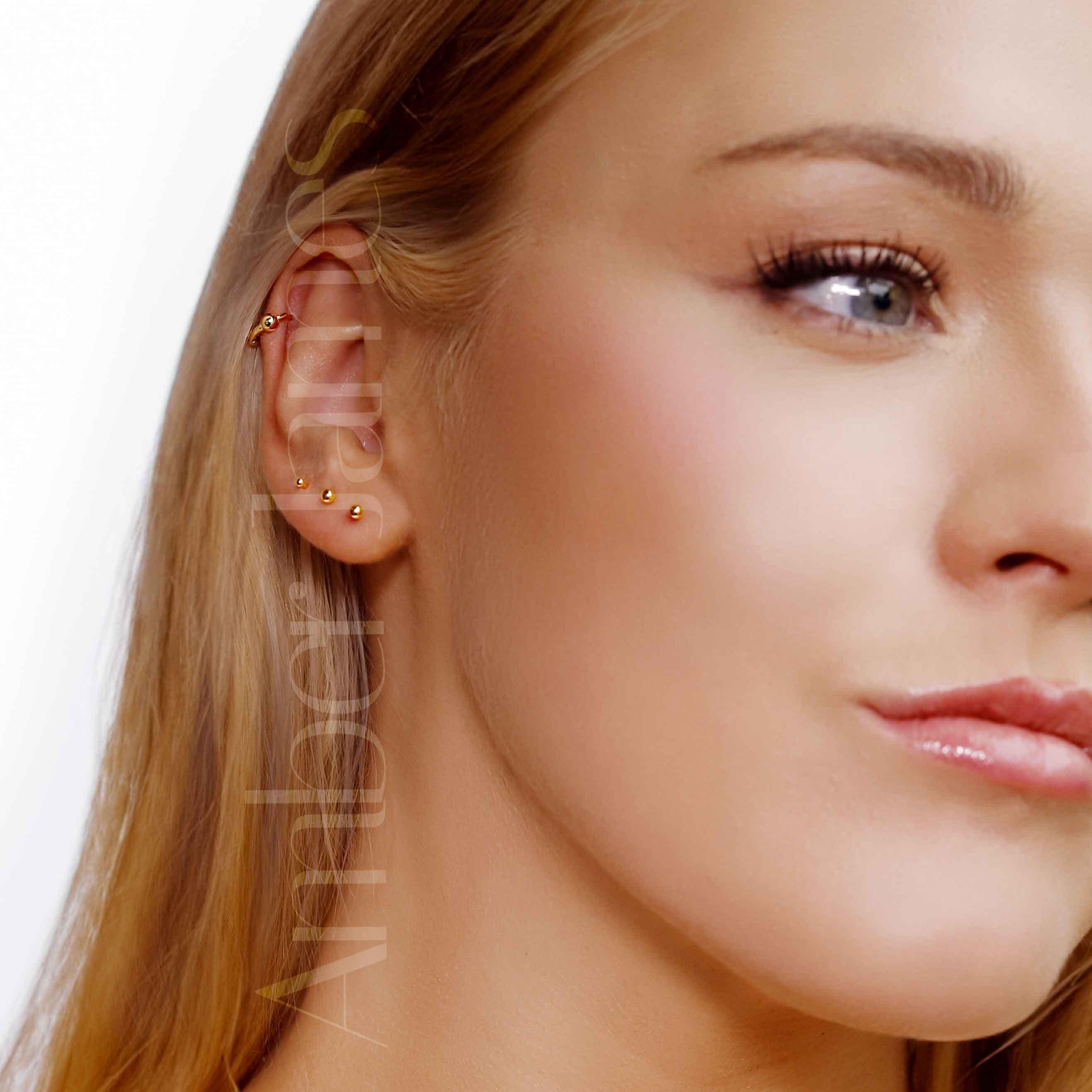 9K Real Solid Gold Ball Stud Earrings, Mini Studs, Delicate Tiny