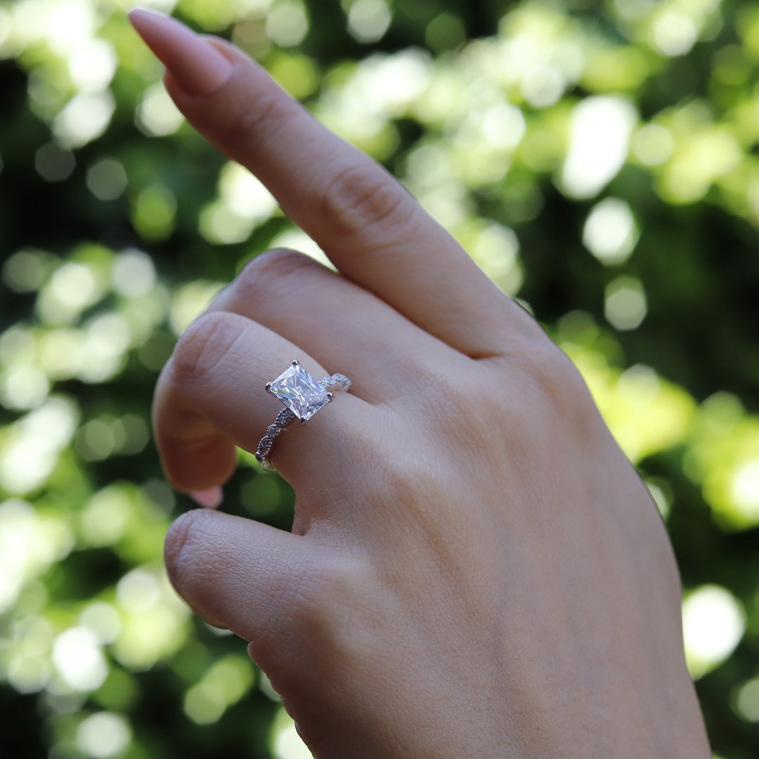 Rebecca Sterling Silver Engagement Ring Promise Ring for Women