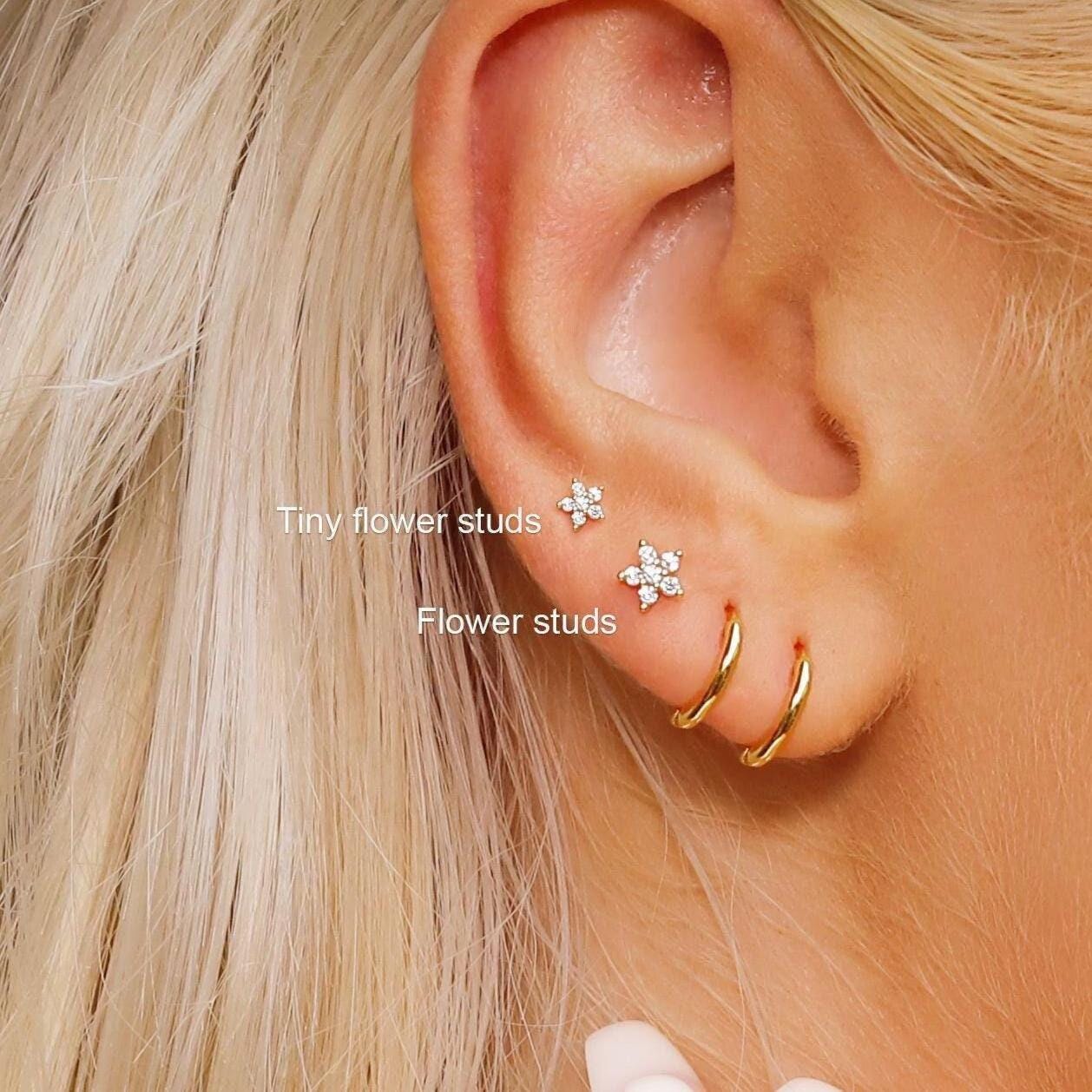 Small White Floral Earrings - Etsy