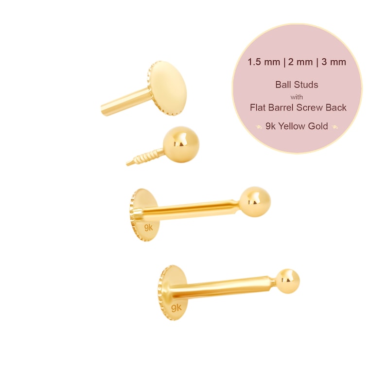 9K Echtgold Kugel Ohrstecker, Mini Ohrstecker, 100% recyceltes Gold, 9 Karat Gold Kugel Ohrstecker, kleine Ohrstecker, 3mm, 4mm, 5mm, 6mm, hypoallergen Bild 2