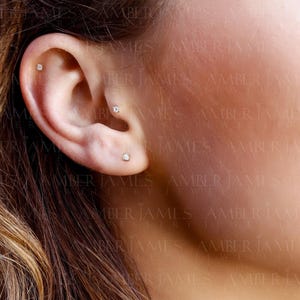 Pendiente labret de oro de 9 quilates: Pendiente pequeño para hélix, tragus o concha (22 g) imagen 5