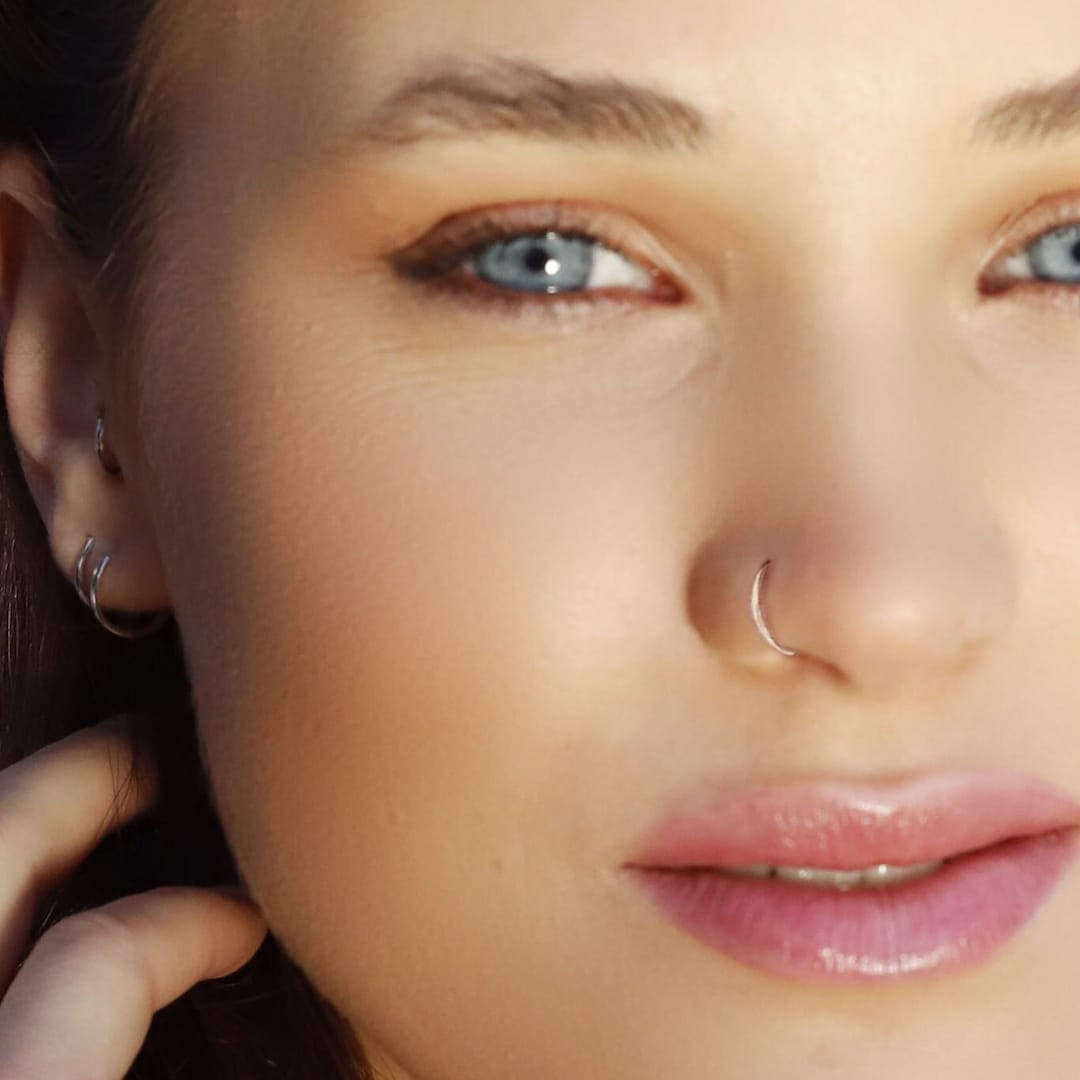 Gold Nose Ring Nose Piercing 18k Gold Plated Nose Ring Etsy