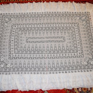 Beautiful Antique French Alencon Lace Single Cotton Bed cover Bedspread