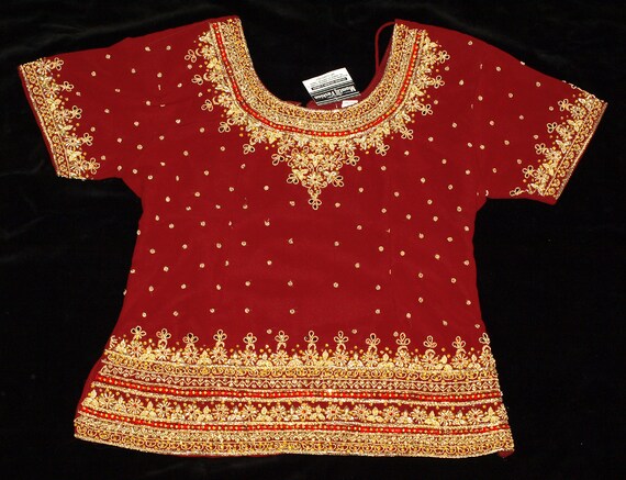 New Mumtaj Fashion Hand Beaded Red Lehenga Choli S