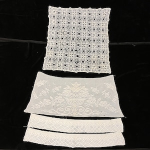 Four Hand Made Crochet Lace Tablecloth Table piece from the 60-70s