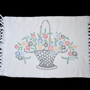 Vintage Hand Embroidered White Hungarian Floral Cotton Pillow Case