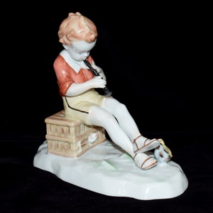 Vintage Hand Painted Metzler & Ortloff Boy Figurine, German DDR Porcelain, Kunstporzellan Collectible